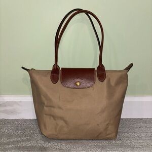 Longchamp Le Pliage Classic Beige and Brown Large Tote Bag - Authentic!